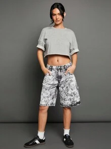 WESTFADE Quần short Cargo không co giãn, giặt axit 100% Cotton cao cấp - màu đen - Xem 4