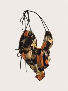 SHEIN ICON 女士夏季吊带露背秋季枫叶印花吊带背心 - 彩色 - 查看 3