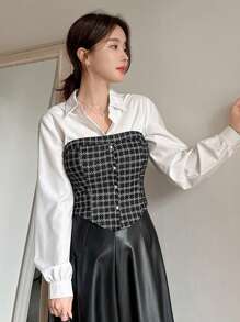 DAZY 春夏优雅格子前扣抹胸