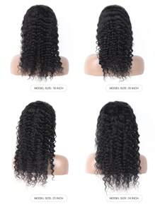 深波浪蕾丝前假发 人发 13x4 透明蕾丝前卷发假发 女士人发无胶假发 人发预拔婴儿头发 - Natural Black - 查看 4