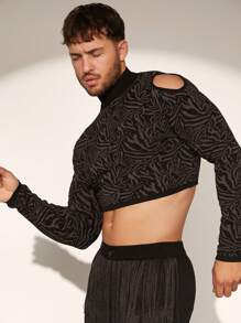 Manfinity Fever City Men's Print Open Shoulder Long Sleeve Knitted Sweater - Multicolor - View 1