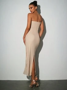 Aloruh Damen Herbst Winter Neues Sexy Stilvolles Bodycon Party Kleid mit Twist Detail und Strass-Verzierung vorne