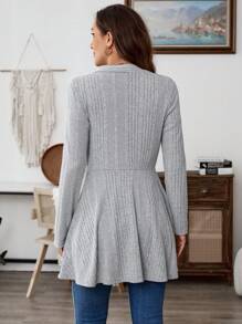 EMERY ROSE Chaqueta de punto acanalado de unicolor casual para mujer, primavera y otoño - Gris - Ver 5
