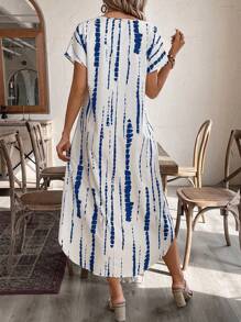 EMERY ROSE 女式 V 领蝙蝠袖高低下摆夏季连衣裙