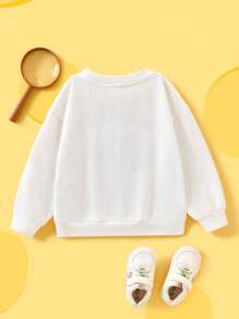 TOM & JERRY X SHEIN 年轻女孩卡通字母印花圆领休闲可爱运动衫，春秋