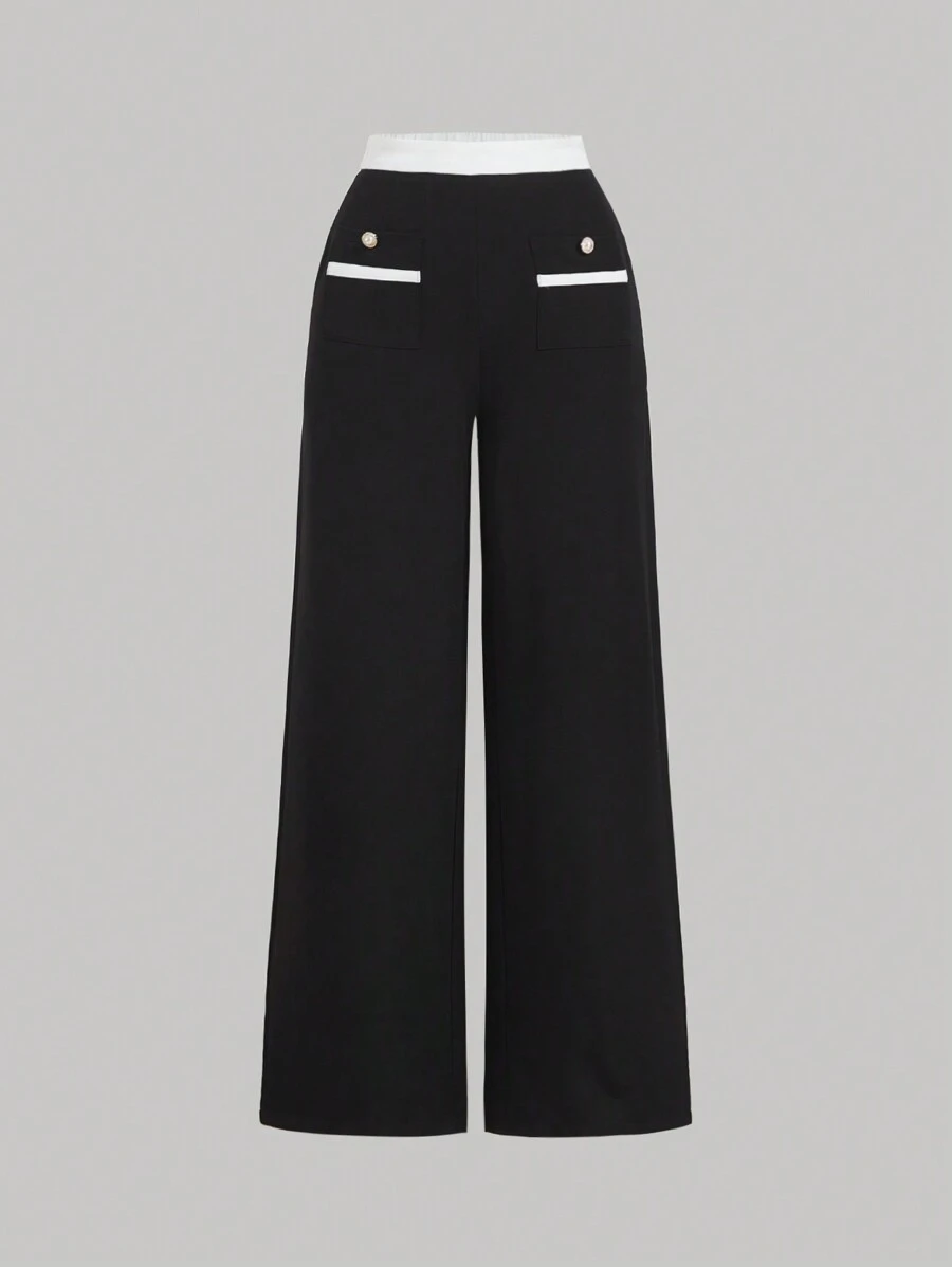 SHEIN MOD Colorblock Retro College Style Women's Long Pants Old Money Style Back To School Clothes