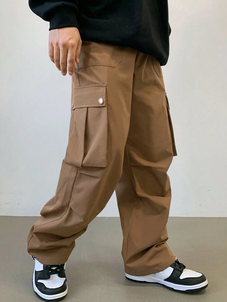 Men's Casual Solid Color Cargo Pants, Autumn Men Joggers