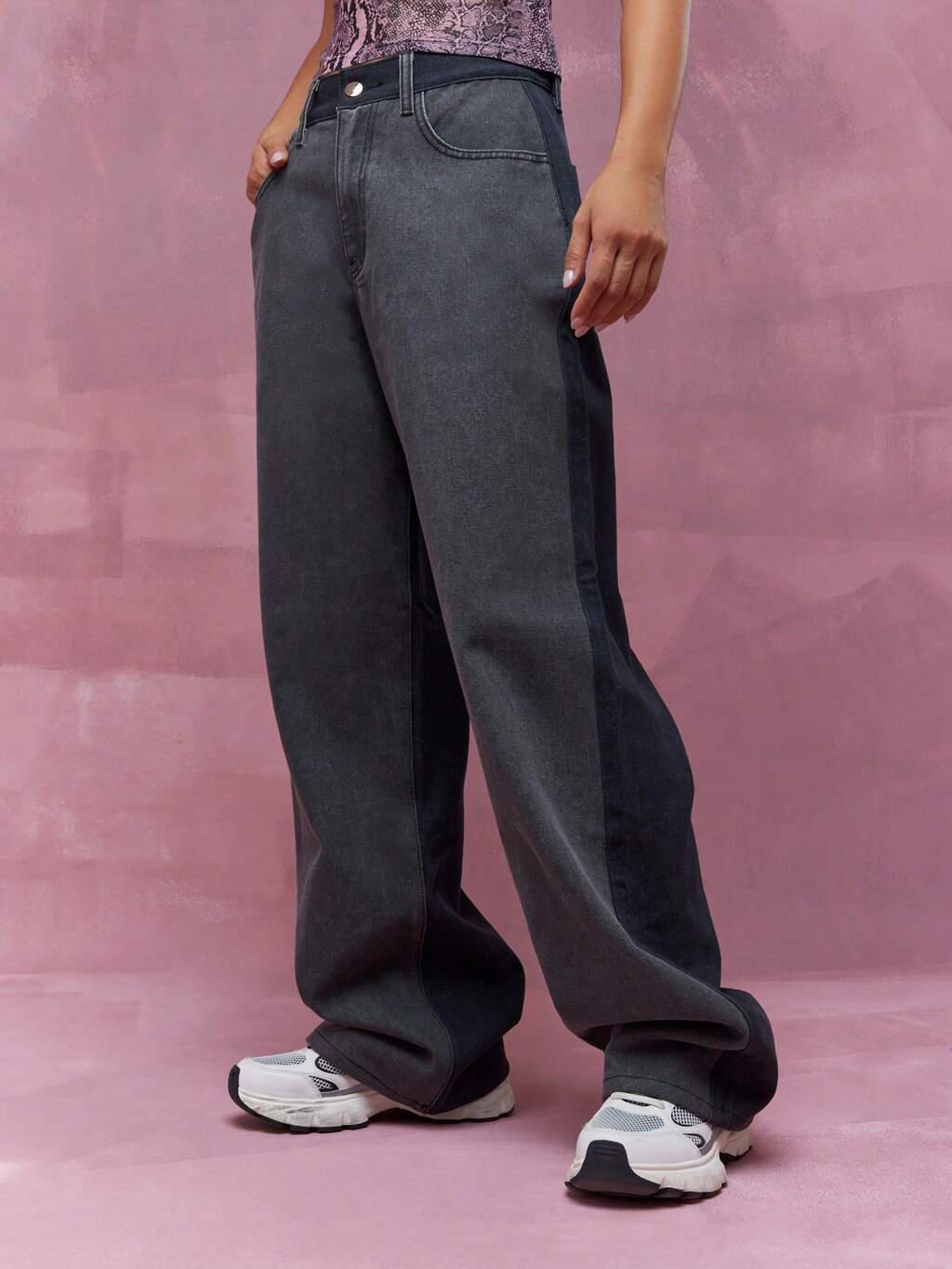 MISSGUIDED Jeans de campana con dobladillo de dos tonos lavados
