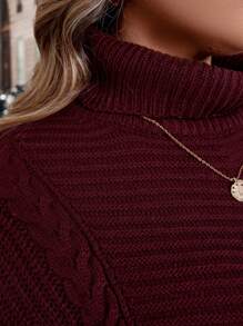 SHEIN LUNE Plus Size Casual Loose Fit High Neck Knit Sweater Pullover With Intricate Raised Knit Texture For A Relaxed Look. Parties, Music Festivals, Home Wear, Back-To-School Events, Gifting, And Shopping.Winter Clothes,Country Tops,Fall Sweaters