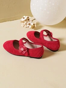 Zapatos planos con estampado floral para niñas pequeñas, primavera/otoño - Rojo - Ver 2