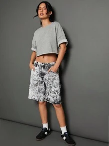 WESTFADE Quần short Cargo không co giãn, giặt axit 100% Cotton cao cấp - màu đen - Xem 5