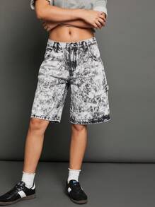 WESTFADE Quần short Cargo không co giãn, giặt axit 100% Cotton cao cấp - màu đen - Xem 1