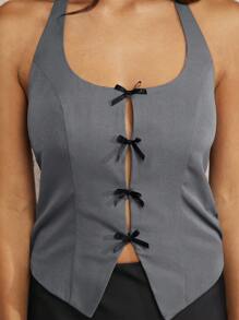 Forever 21 Women's Backless Halter Neck Sleeveless Casual Tank Top - Grey - View 5