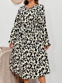 EMERY ROSE Vestido Plus Size Feminino Casual Estampa Leopardo Outono - Multicolorido - Ver 6