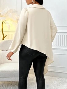 Zolique Blusa asimétrica de unicolor y diseño sencillo para el uso diario - Albaricoque - Ver 2