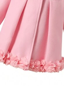 SHEIN Toddler Girls Elegant Woolen Collared Flared Jacket, Suitable For Autumn, Winter, Spring - Pink - View 5