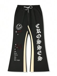 Manfinity EMRG Men's Casual Printed Letter Front-Tie Sweatpants