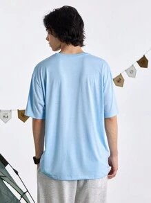 In My Nature Camiseta casual minimalista de cuello redondo de manga corta y color liso para hombres, para la escuela