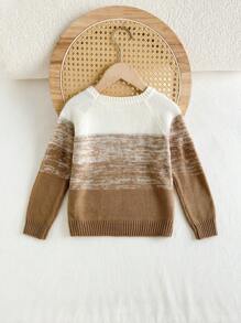 Cozy Pixies Young Boy Fall Round Neck Raglan Sleeve Pullover Sweater, Casual & Versatile - Multicolor - View 2