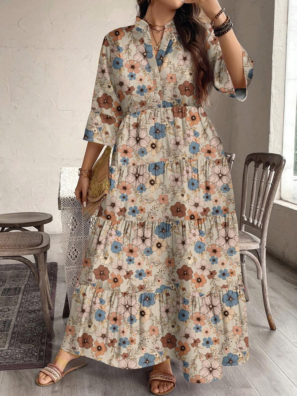 Casual, Elegant Plus Size Dress, Suitable For Autumn/Winter