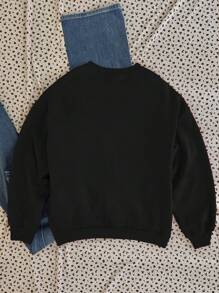 Attitoon Sudadera holgada de cuello redondo con estampado gráfico minimalista de labios vintage para mujer, apta para otoño/invierno