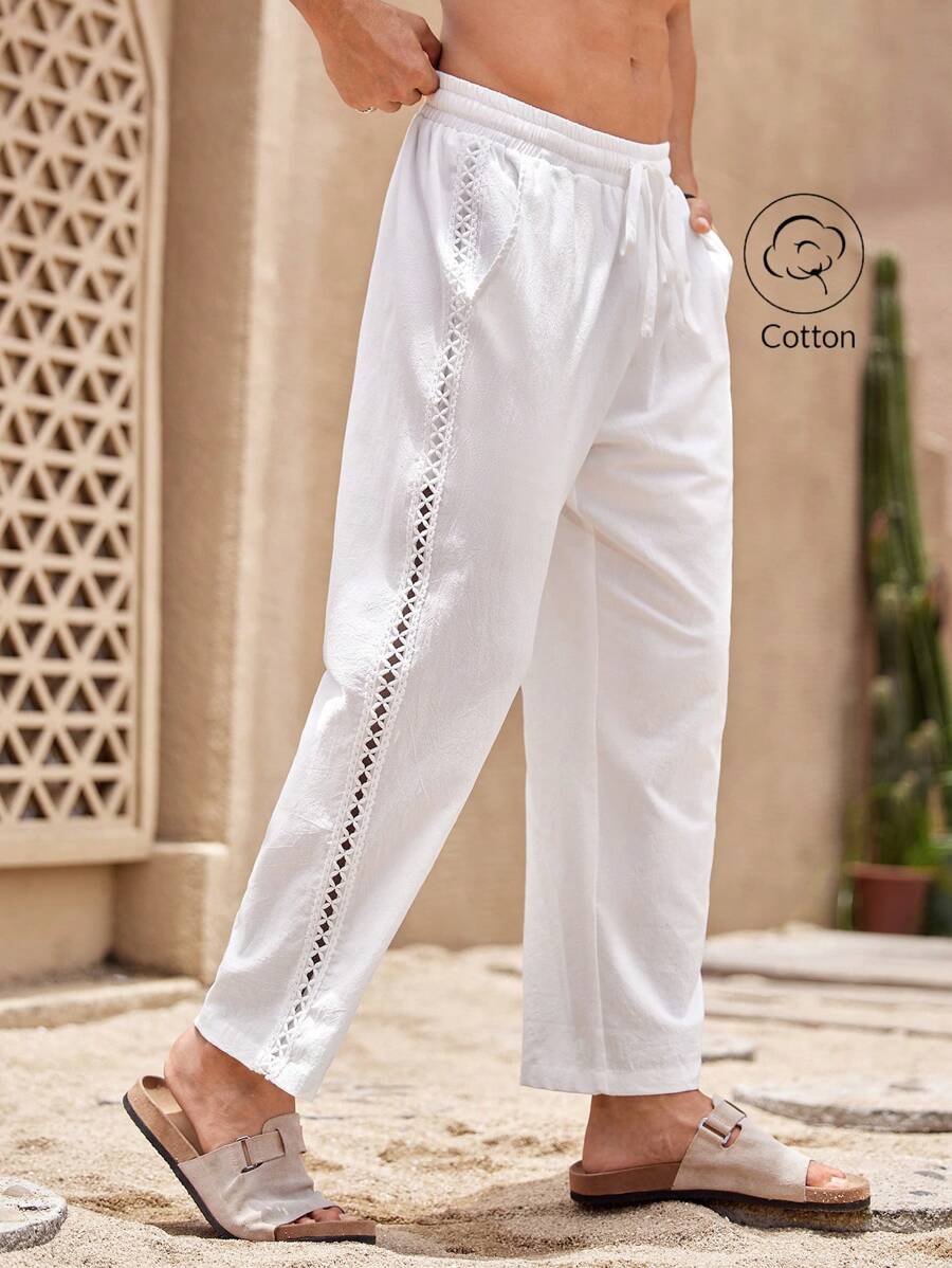 Manfinity KASUA Pantalon court blanc à cordon de serrage en coton pour hommes - Blanc - Voir 1