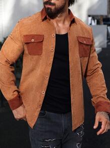 Manfinity Homme Chaqueta casual de manga larga con bolsillos para hombre, para primavera y otoño
