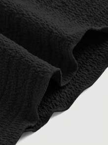 SHEIN MOD Women's Colored Knotted Bell Sleeve Top - Black - View 3