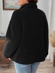 SHEIN LUNE Plus Size Reversible Fleece Jacket, Autumn Winter
