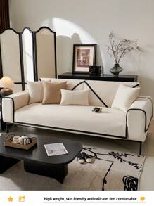 1pc 雪尼尔防水防尿沙发垫坐垫 风格宠物友好型防污防滑四季通用沙毛巾 春秋防猫抓沙发保护套可用于客厅 L 型组合沙发及 1/2/3/4 座沙发 - 米色 - 查看 3