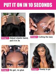 Body Wave Wear&Go 4X4 Lace Closure Wig Pre Plucked Pre Cut10-28 Inch Brazilian Glueless Human Hair Wig Beginner Friendly Natural Black Color - Natural Black - View 7