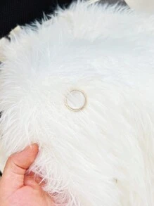 SHEIN Clasi 大码女式纯色毛绒长袖宽松开衫 - 白色 - 查看 6