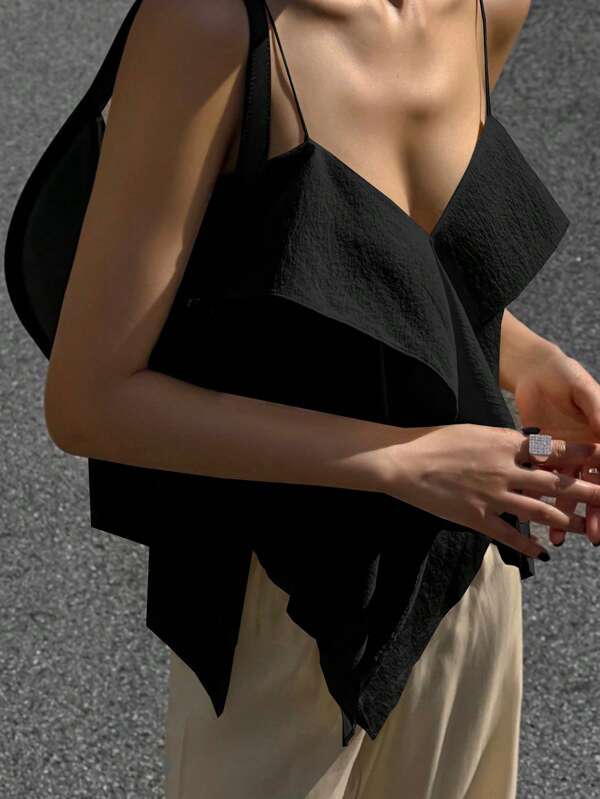 DAZY Summer Casual Solid Color Ruffle Strap