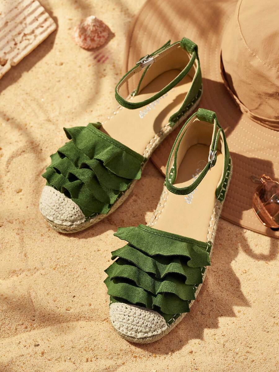 Styleloop 女士时尚编织白色厚底厚底凉鞋圣诞节 - 綠色 - 查看 1