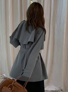 DAZY Women's Casual Business Mid-Length Loose Trench Coat,Fall Clothes Women Jacket