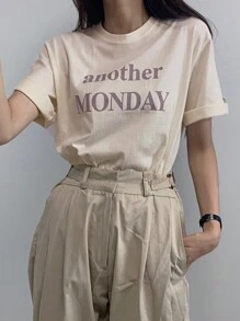 Dazy-Less Letter Graphic Tee Summer Oversized T-Shirt