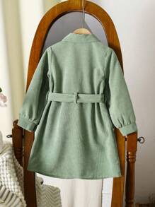 SHEIN Explorewe Váy túi đơn giản cho bé gái có thắt lưng có thể tháo rời, thích hợp mặc hàng ngày vào mùa thu/đông - màu xanh lá - Xem 2