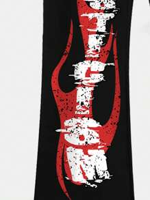 ROMWE MEN ROMWE Avant 2 件男士印花背心和短裤套装，适合春夏季 - 黑色 - 查看 4