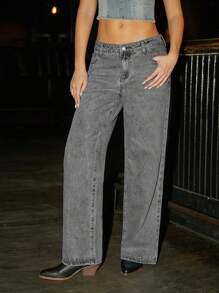 Forever 21 Women's Loose Fit Denim Jeans - Grey - View 5