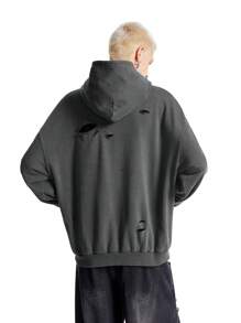 NEON BLANC 男士针织宽松休闲连帽毛衣，适合秋冬季 - 黑色 - 查看 3