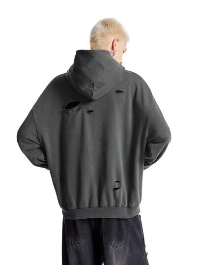 Men's Knit Loose Fit Casual Hooded Sweater, Suitable For Autumn & Winter