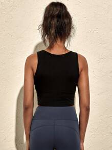 VARSITIE Einfarbiges Crew Neck Sport Top & Trägertop für Damen, Lässig Fitness Ganzjahres-Kleidung