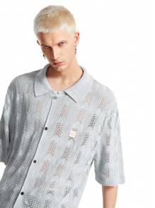 Manfinity VCAY Men Hollow-Out Short Sleeve Knitted Top - Grey - View 2