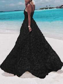 Women's Solid Color Simple Casual Sleeveless Dress - Black - View 8