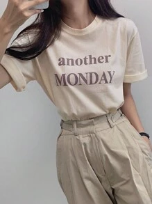 Dazy-Less Letter Graphic Tee Summer Oversized T-Shirt