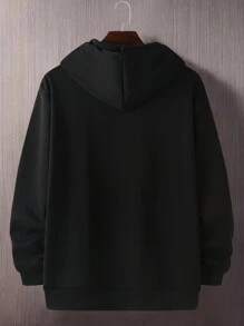Manfinity Hypemode Áo hoodie rút dây in chữ cỡ lớn cho nam, mặc thường ngày - màu đen - Xem 2