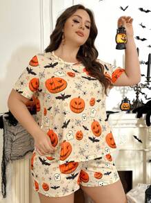 Bộ đồ ngủ in hình hoạt hình Halloween cỡ lớn - Nhiều màu - Xem 5