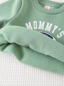 Cozy Pixies 2pcs Baby Boy Letter Print Crew Neck Sweatshirt And Elastic Waist Jogger Pants Set