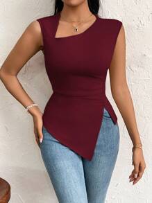 Firerie Camiseta de corte ajustado con mangas de obispo de unicolor elegante y simple para uso diario, vacaciones, fiestas y exteriores para mujeres