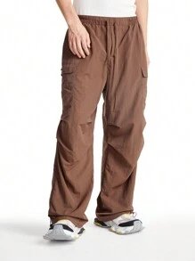 Manfinity VCAY Men Baggy Multi-Pocket Drawstring Waist Cargo Pants With Ankle Drawcord - Brown - View 4